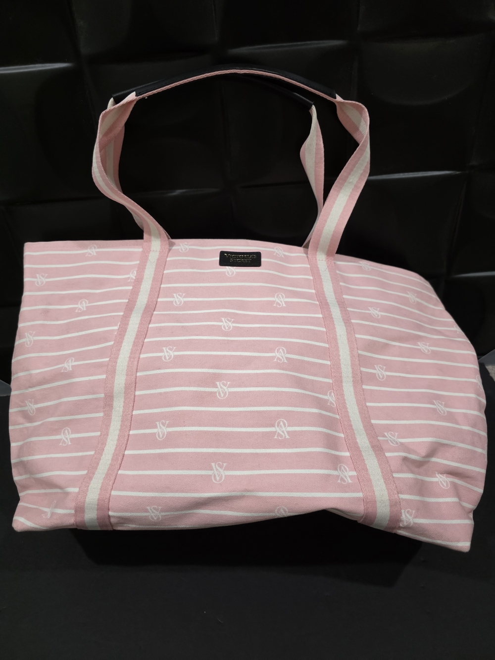 Victoria's Secret Pink & White Striped Tote Bag